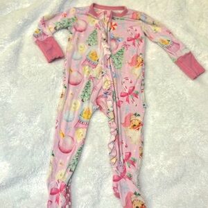 Toddler Pink Holiday Print Footed Pajamas
